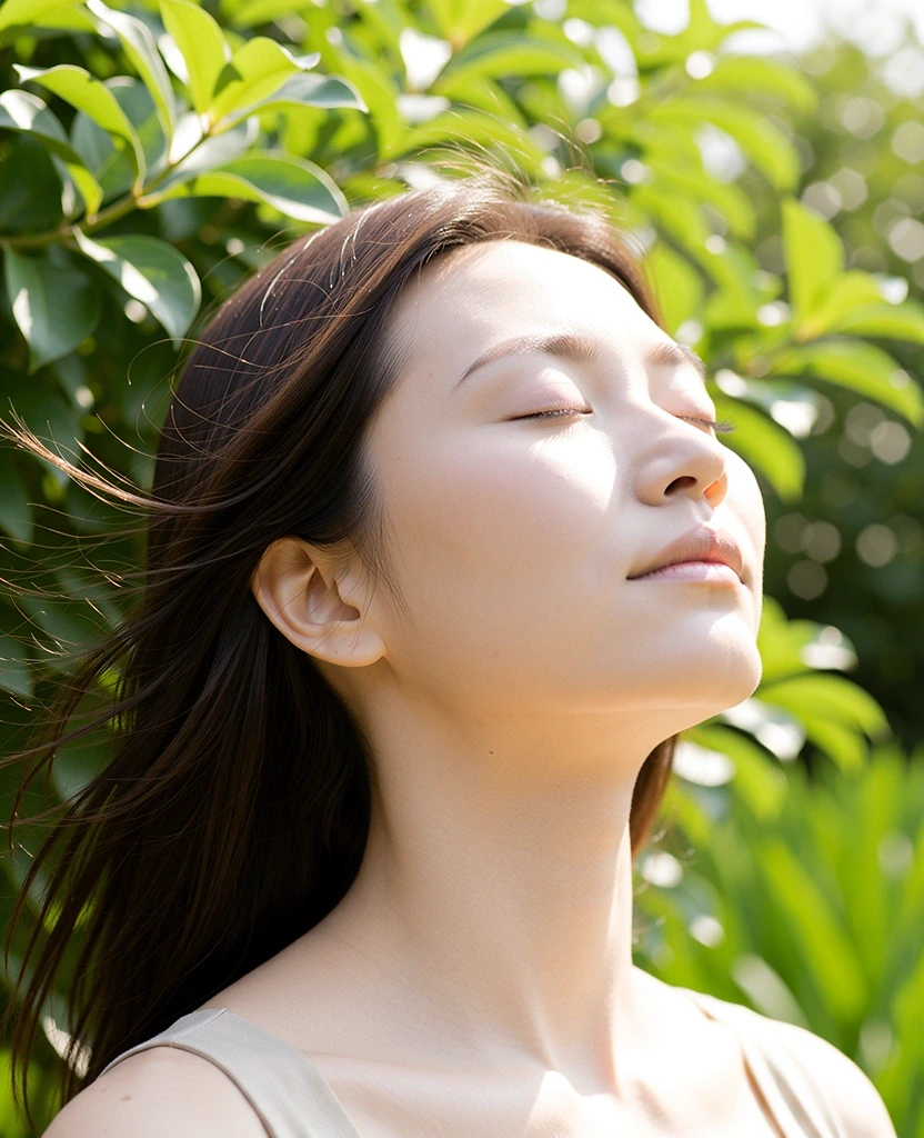 A person enjoying natural sounds in a peaceful environment